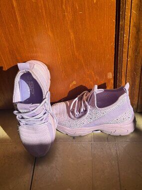 Sport Girls Lavender Purple Rhinestone Knit Chunky Sneakers